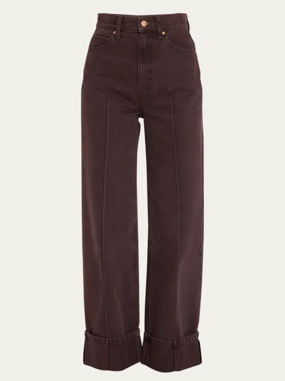 Ulla Johnson Genevieve Wide-Leg Pintuck Jeans chocolate brown size 25
